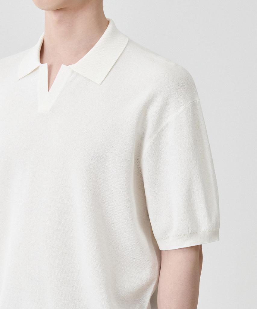 Musinsa Standard Cool Touch Slit Neck Knitted Polo Shirt [Ivory]