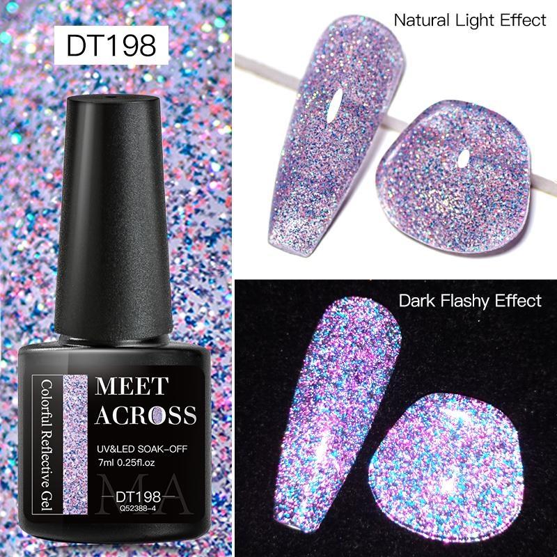 

MEET ACROSS 7 мл цветной светоотражающий гель-лак для ногтей с блестками, мерцающий гель, отмачиваемый гель-лак для маникюра, лак для салона ногтей DT198