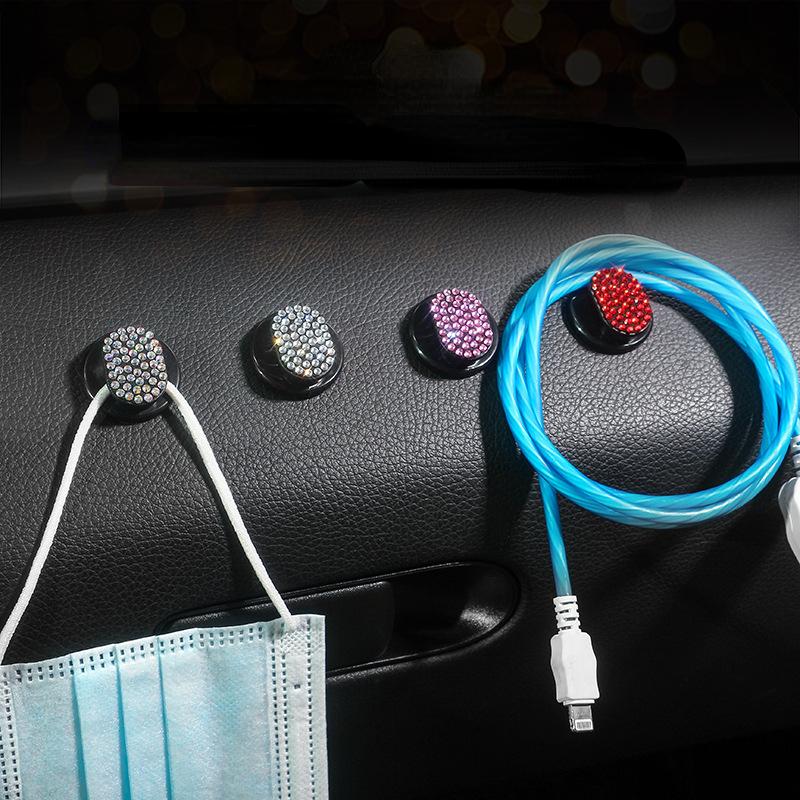 

Красочный автомобильный крючок, усыпанный стразами, маленькая паста для капота, аксессуары для салона автомобиля, многофункциональная паста без дырокола