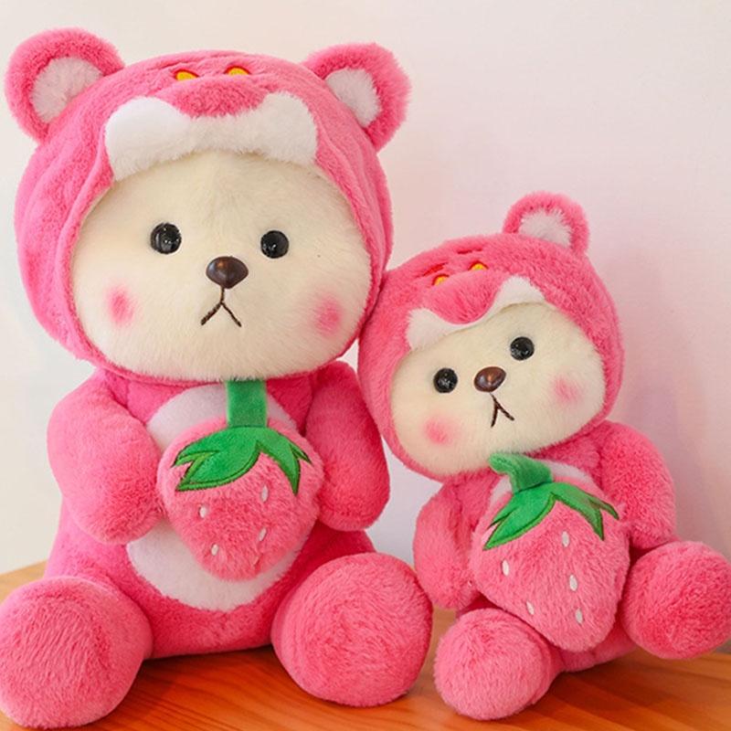 Süßer Erdbeer-Teddybär Plüschtier für Kinder Weiches und kuscheliges Stofftier Geschenk 40cm 50cm 65cm)