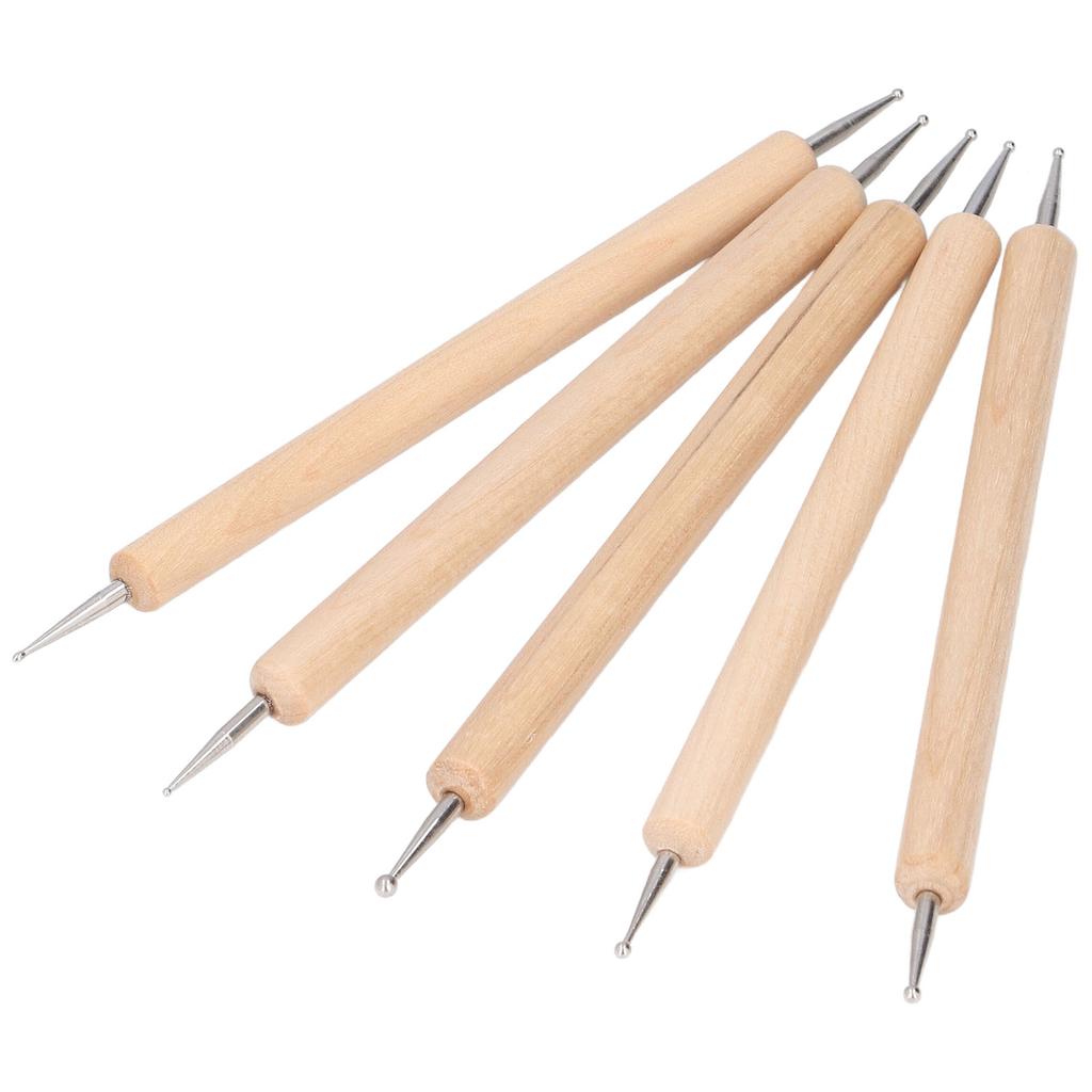 5Pcs Double End Tracing Dotting Stylus Beech Stainless Steel Indentation Pens for Painting Engraving
