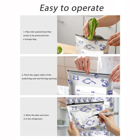 Aluminum Foil Sealed Bags Reusable Leakproof Heat Resistant Sealable Bags Vacuum Zippered Food Pouches with Label Stand-Up Bottom for Vegetable Fruit