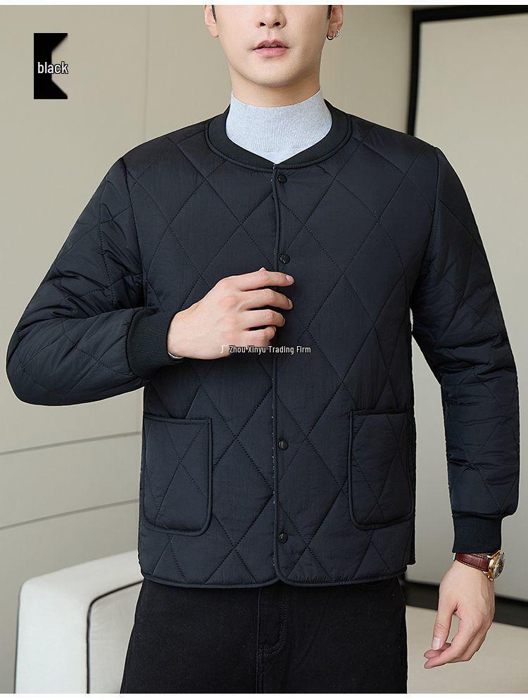 Men's Ultra-Lightweight Cotton Jacket with Stand Collar - Warm, Casual, Versatile Outerwear for Autumn & Winter.