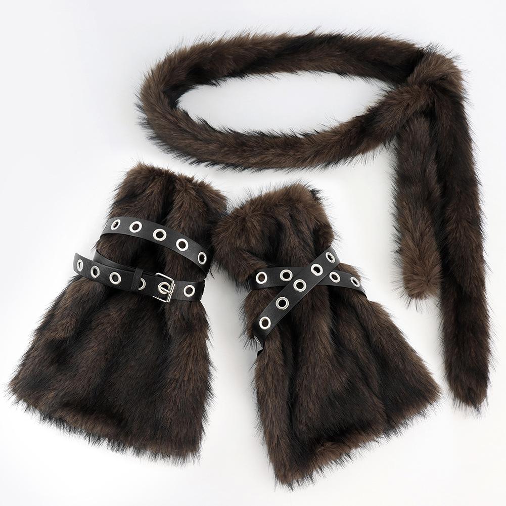 Autumn And Winter Leg Warmers Medium Long Tube Subcultural Plush Belt, Spice Girl Long Waist Chain Punk Style Props