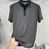 Business Casual Gentleman Breathable Striped Polo Summer Style Short Sleeved Shirt with Collar T