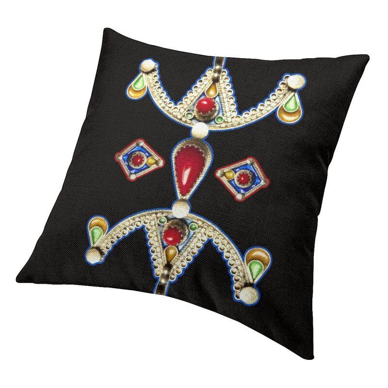 Z Imazighen Kabyle Jewelry Cushion Cover Velvet Amazigh Berber Ethnic Throw Pillow Case for Sofa Square Pillowcase Home Decor