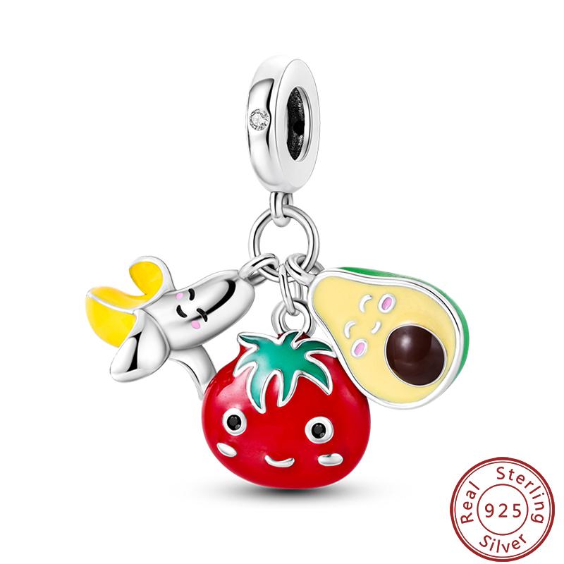 Copper Strawberry Pineapple Avocado Fruit Dessert Series Sweet Charms Beads 3Mm Diy Gift Fine Jewelry