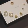 925 Silber Nadel Ohrring Set - Goldene Schleife und Persönlichkeitsdesigns, Drei Paare