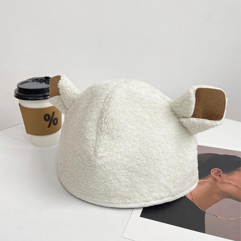 

Cartoon lamb pullover hat children autumn and winter versatile ear protection warm lamb wool pullover hat