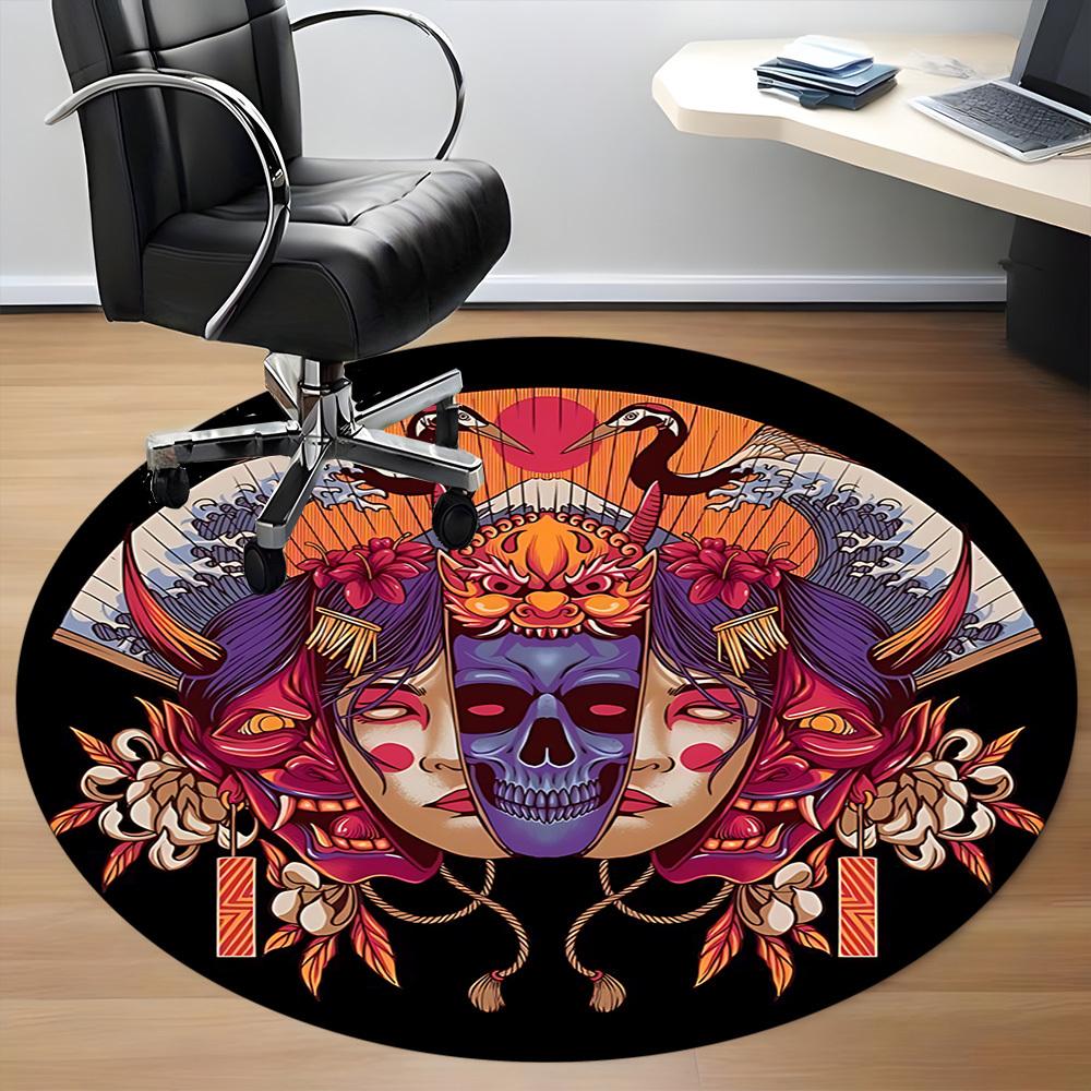 1PC Traditional Design Office Round Rug, Non slip, Soft and Durable Office Rug for Interior Decoration, Perfect for Office