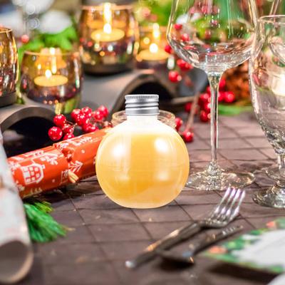 24 Pcs Christmas Candy Jar Juice Bottles Storage Clear Container Lid Packaging Ball Shaped Plastic Jars Treats Gift Box Drinks