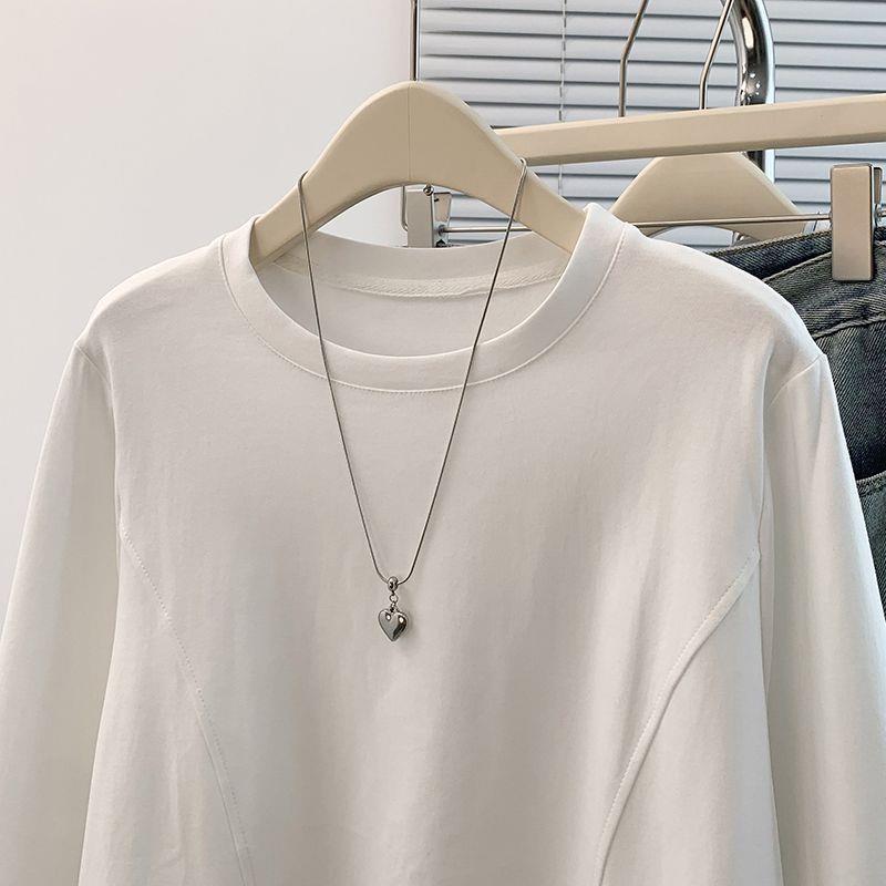 Top Subțire cu Mânecă Lungă, Volane și Gât Rotund, Mărimi Mari, Colecția Toamnă 2025