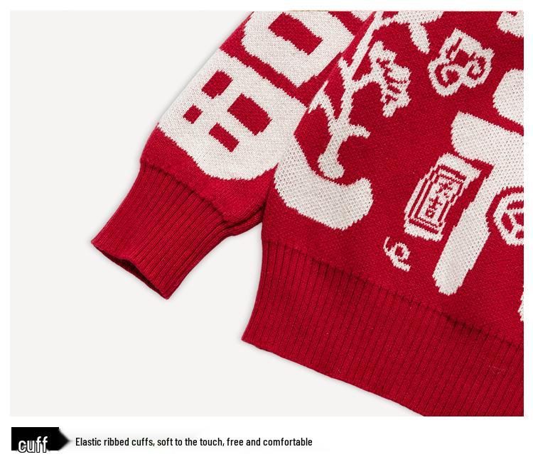 2026 Festive Red Family Matching Sweaters for Chinese New Year - Trendy Outfits for a Family of Three or Four