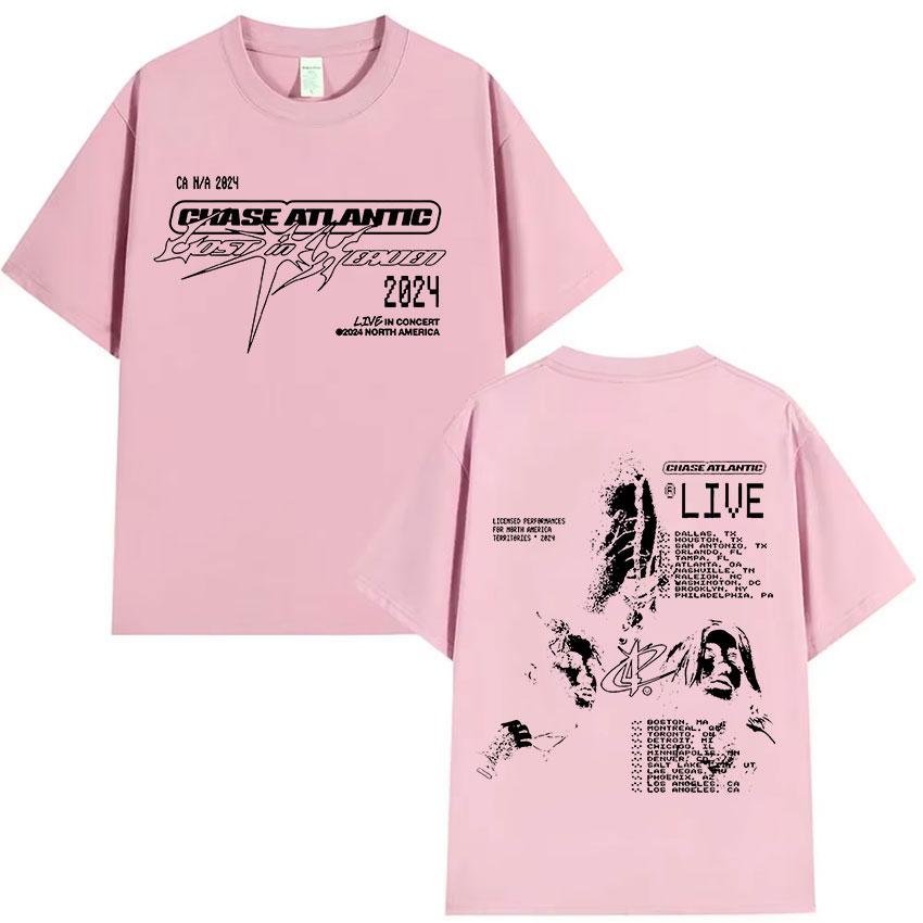 Rocková kapela Chase Atlantic Lost in Europe and UK Tour 2024 Pánská hip hopová vintage nadměrná bavlněná trička Gotický streetwear