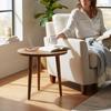 Round Wooden Side Table | Modern Scandinavian Accent Table for Living Room | Lightweight Coffee & Bedside Table, Sofa Side Table Furniture