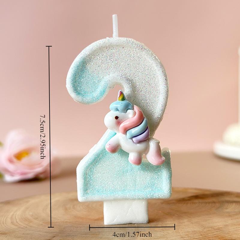 Cartoon Unicorn Digital Candle Birthday Candle Party Festival Cake Decoration Atmosphere Props