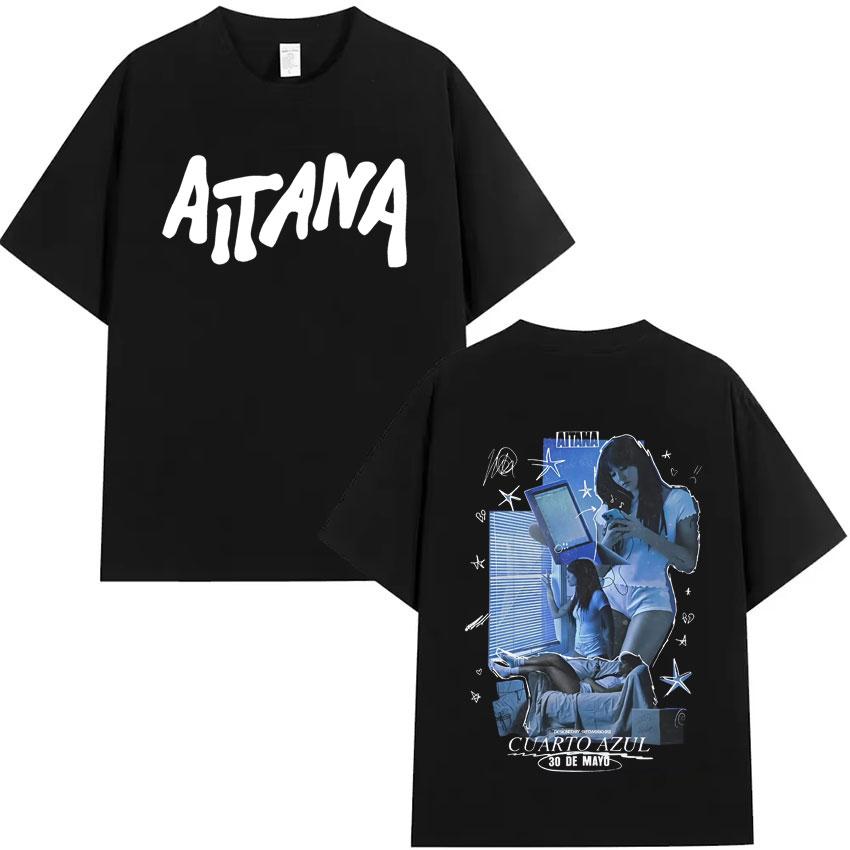 Summer Hot Sale Trendy 2025 Singer Aitana Ocana Tour Hippie T Shirts Cotton Tshirt Mens Y2K Casual Short Sleeves Tops Streetwear