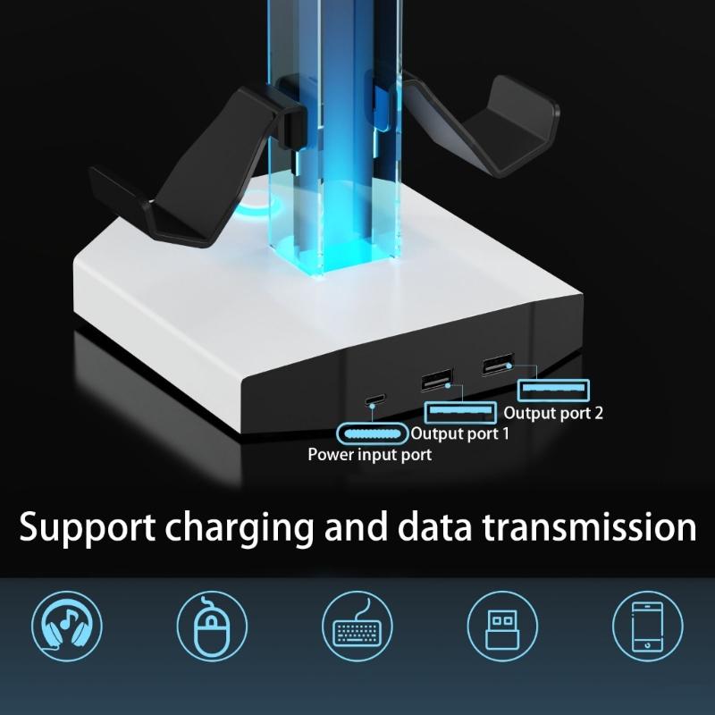 Universal Gaming Holder For Multiple Controllers And Sound Equipment Including Power Hubs
