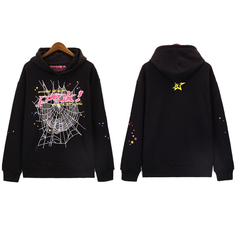 Sp5der Streetwear Hoodie With 3D Puff Print 555555 Design Unisex Oversized Cotton Pullover Youth Casual Wear