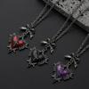 Gothic Bow Red Heart Cross Pendant Necklace Trendy Women Dark Style Neck Accessory