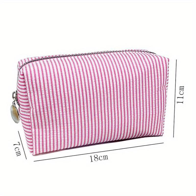 Fashion Women Ruffle Cosmetic Bags Striped Storage Make Up Bags for Women Lady with Zipper Travel Bag Makeup Bag