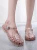 2026 Women's Hollow Soft Crystal Jelly Sandals - Flat, Low Heel, Beach & Rain Shoes