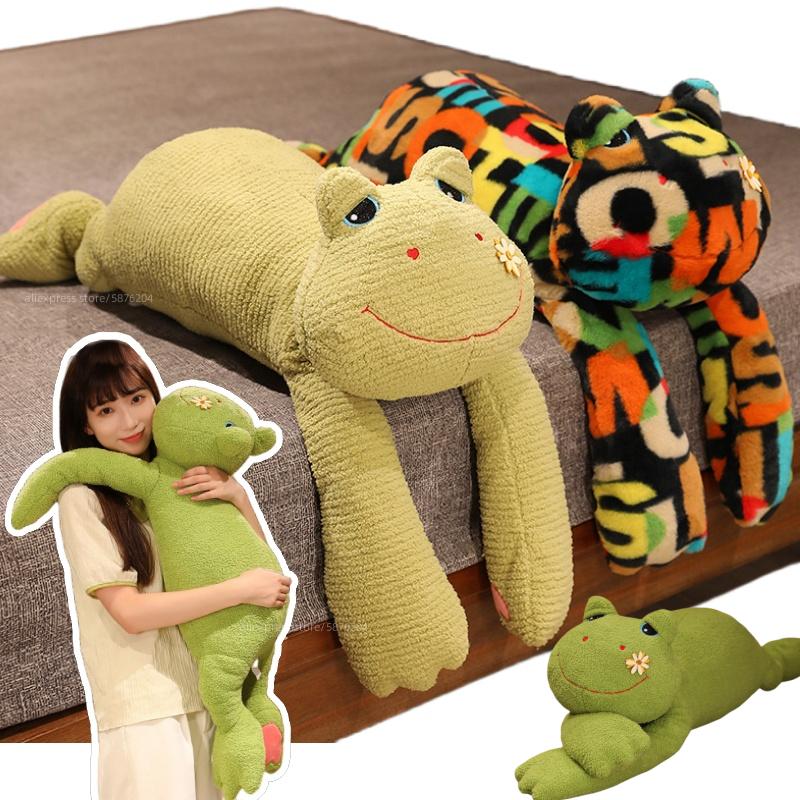 1M Giant Long Arms Frog Plush Toy Throw Pillow Stuffed Green Frogs School Nap Sleep Pillow Boyfriend Hug Cushion For Girl Gift