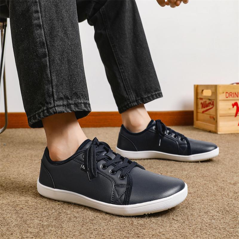 Wide Toe Walking Shoes Business Casual Sports Shoes Waterproof Flats Teenagers PU Leather Fashion White Shoes