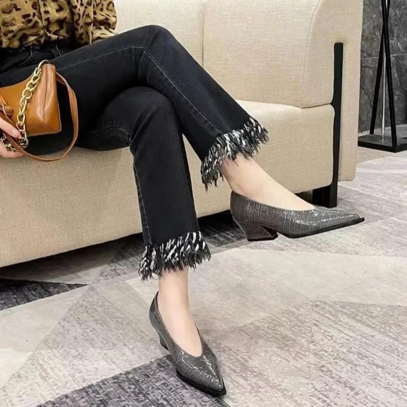

Fashion 2024 Hot Sale Women s Shoes Shallow Women s High Heels Fashion Pointed Toe Office and Career High Quality Plus Size High Heels 42 серый
