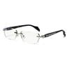 Women's Slim Frameless Anti-Blue Light Reading Glasses - Fashionable Plain Face Slimming Design with Cut Edge Style.