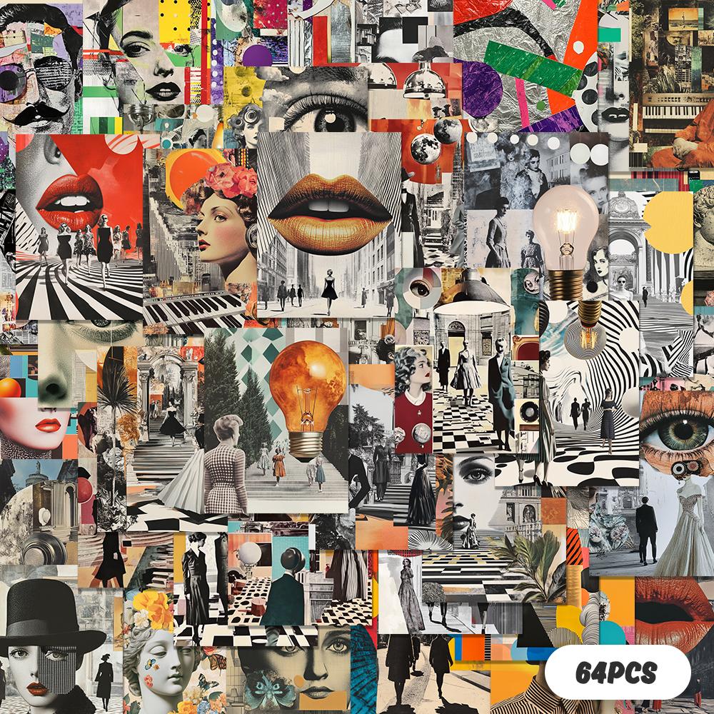 

64 шт., Европейские и американские креативные стикеры в стиле пэчворк, стикеры-штампы, DIY скрапбукинг, книги, ноутбуки, мобильные телефоны, празднич