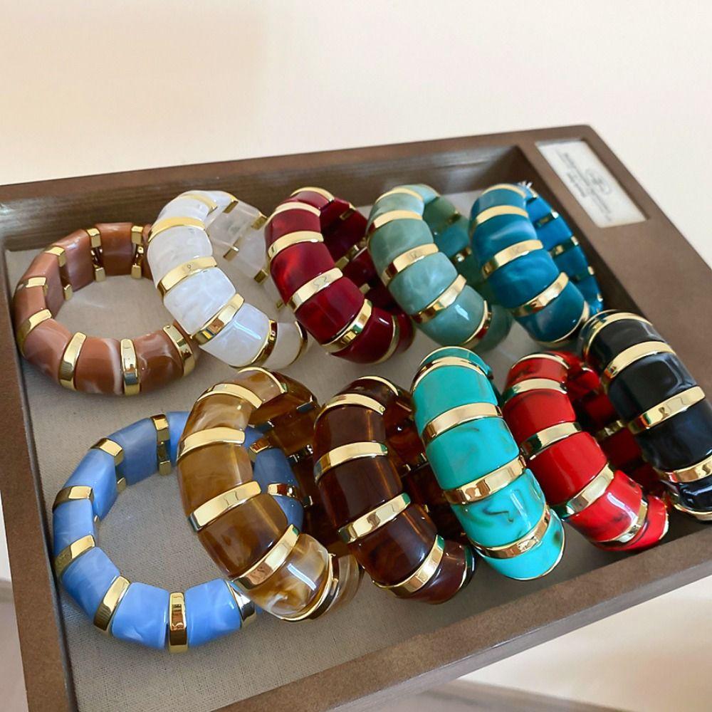 Europe American Style Acrylic Bangle Resin Exaggerated Bracelet Creative Elastic Bracelet  Women