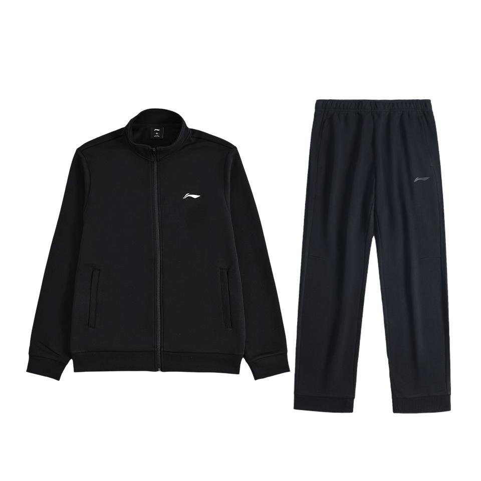 

Li-Ning Мужская фитнес-серия Campus Стойка воротник Удобный Простой Свободный Прямой Повседневный спортивный костюм для работы Мужской костюм YWDV349-1+AKLUA73-1 XXL