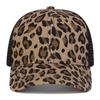 YOUNAXIN Leopard Print Mesh Back Trucker Hat Unisex Korean Style Summer Sunscreen Cap