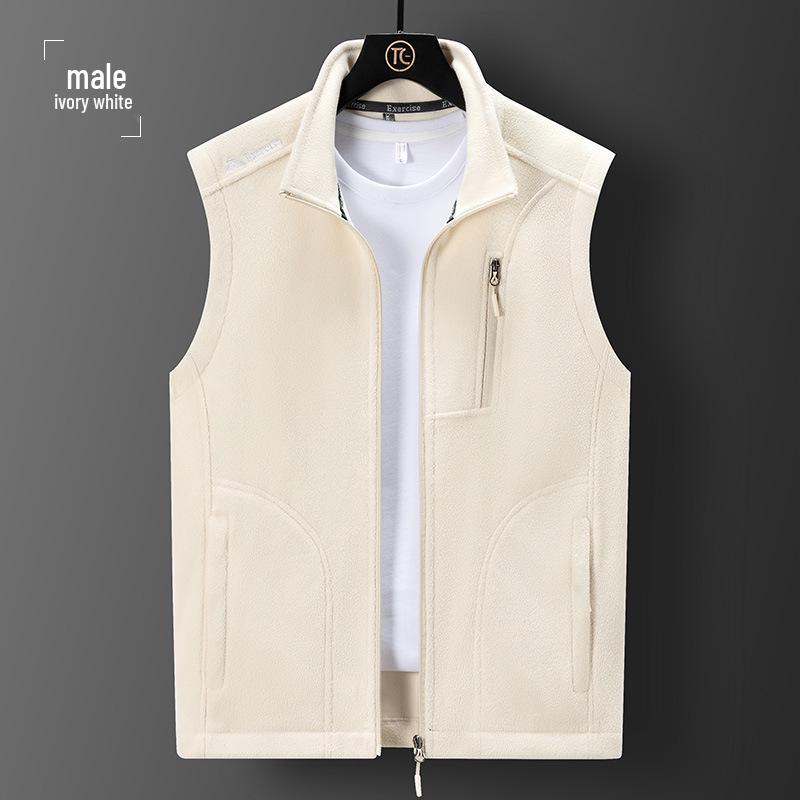 Herren Herbst/Winter Stehkragen Fleeceweste: Warme, mit Samt gefütterte, lässige Outdoor-Jacke