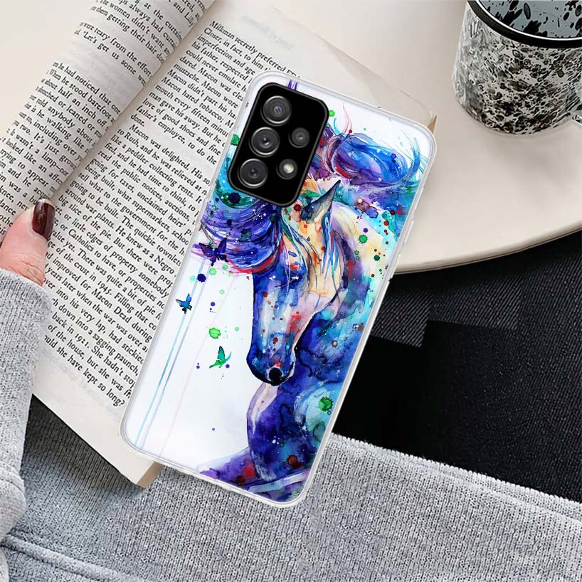 Animal Oil Painting Cute Horse Phone Case for Samsung Galaxy A17 A16 A15 A14 A13 A57 A56 A55 A54 A53 A37 A36 A35 A34 A33 A26 A25