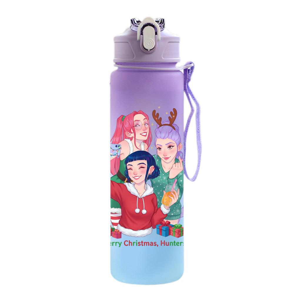 750Ml Water Bottle Christmas K-Pop Demon Hunters Printed Large Capacity Drinking Cup Portable Outdoor Sports Water Cup Children Kid Gift