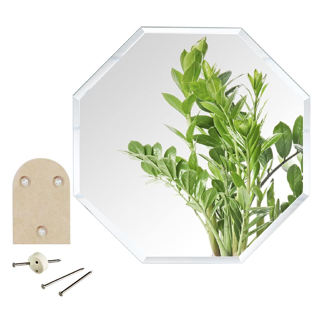 Muramatsu Kagami Store octagonal crystal 35 x 35 cm wall stickable mirror design Kagami-shaped [Rental mirror]