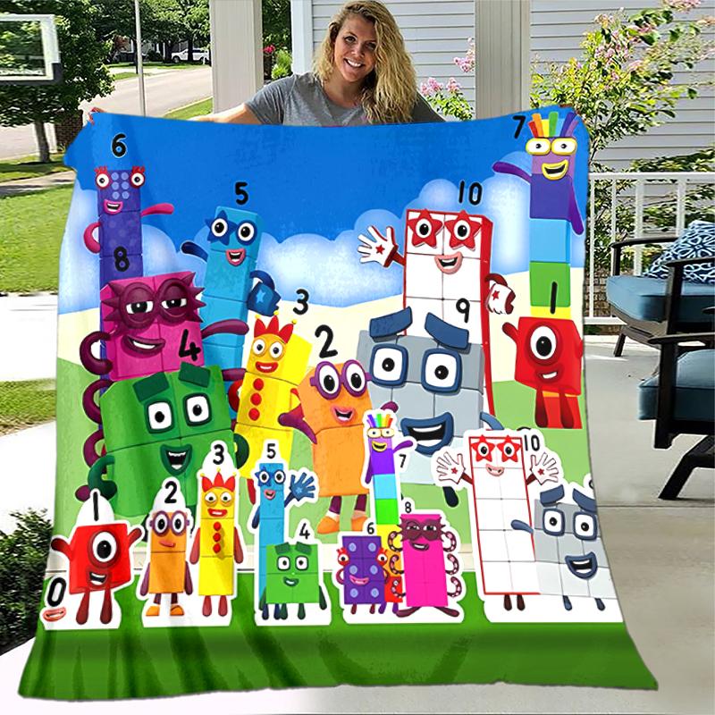 1pc Blanket Numberblocks3 Print Design, Lightweight Blanket for Sofa, Bed- Soft &Warm, Gift for All Seasons like Christmas, Halloween