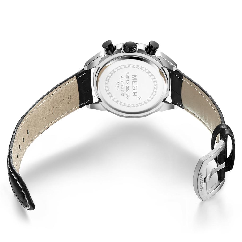 MEGIR Orologio Sportivo Uomo Quarzo - Cronografo, Calendario, Impermeabile 3ATM, Cinturino In Silicone Nero-Bianco, Nuovo 2020