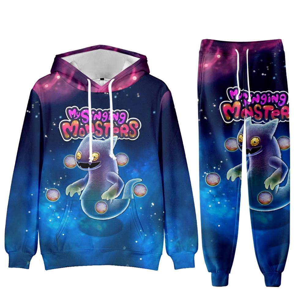 

Men Sets Hoodie+Pants Two-Pieces Casual My Singing Monsters Print SweatSuit Men Fashion Sportswear Set Tracksuit Male