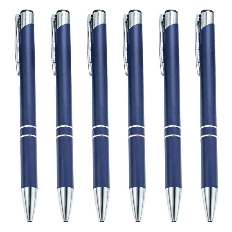 6 Pcs 1.0mm Ballpoint Pen Smooth Writing Pen Black Ink Stationery Pen Metal Retractable Ballpoint Pen for School