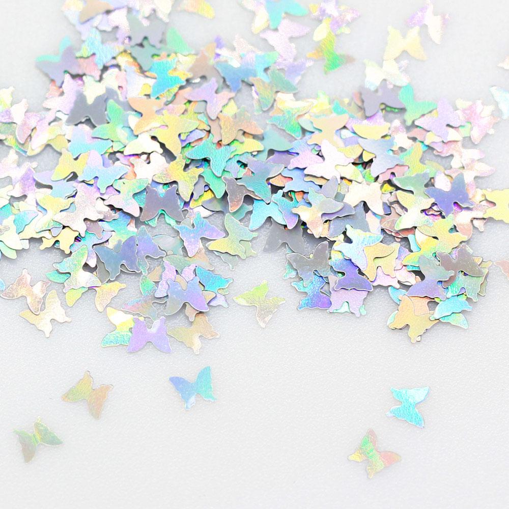 Cute 3*4mm Butterfly Shape Beautiful Bling Nail Art Stickers Sequins for Girls Women Nail Decor 3.4mm-500g/bag