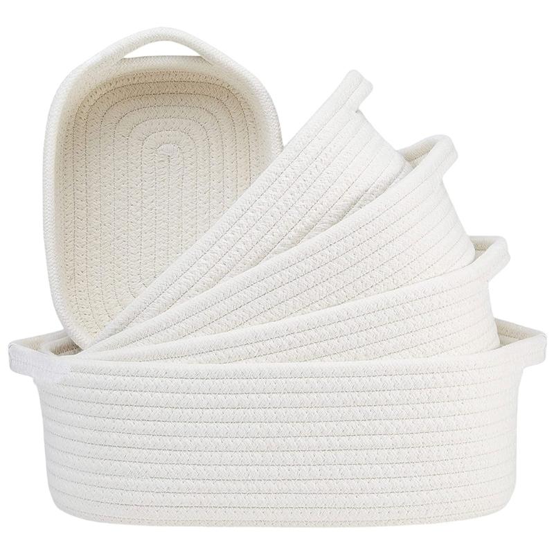 Sturdy Cotton Rope Storage Baskets Set of 5 Accessory for Organizing Clothes Toy And Enhancing Home Decoration