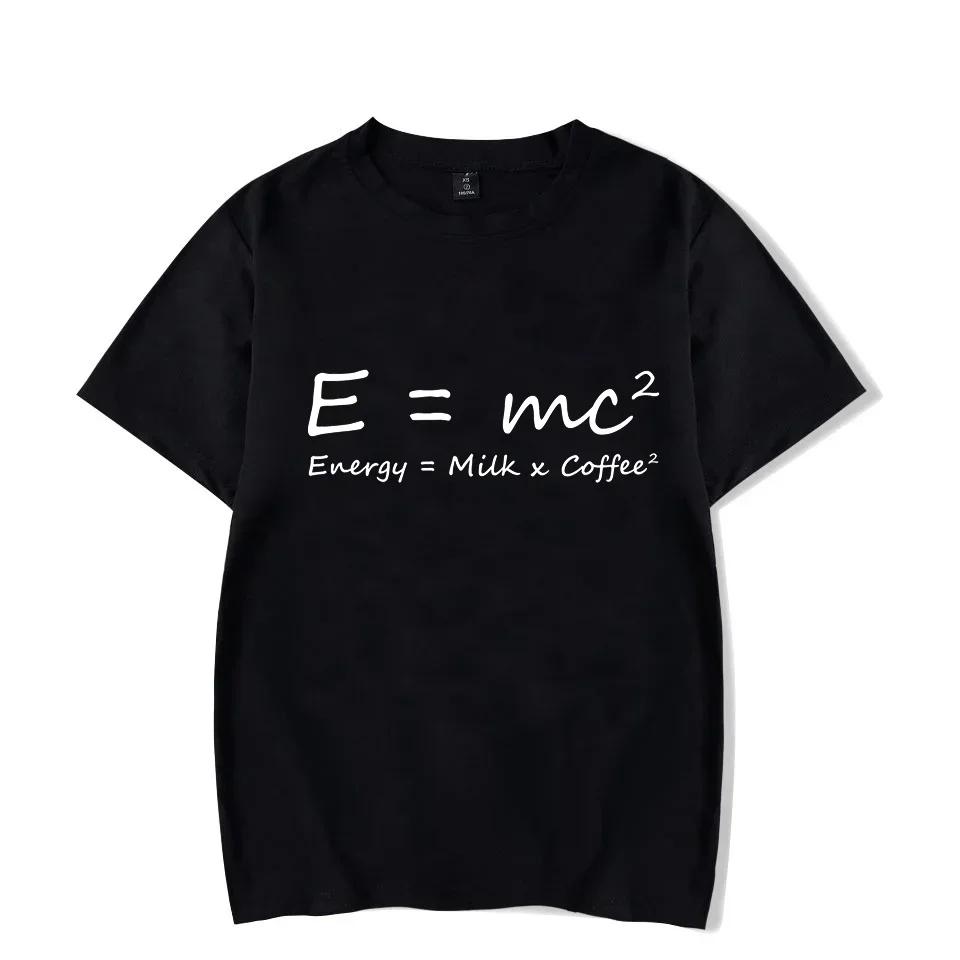 Funny Math Graphic T Shirts Mens Sport Tops Coffee Physic Energy Milk Coffee Equation Prints Men's T-shirt Over Streetswear#Color