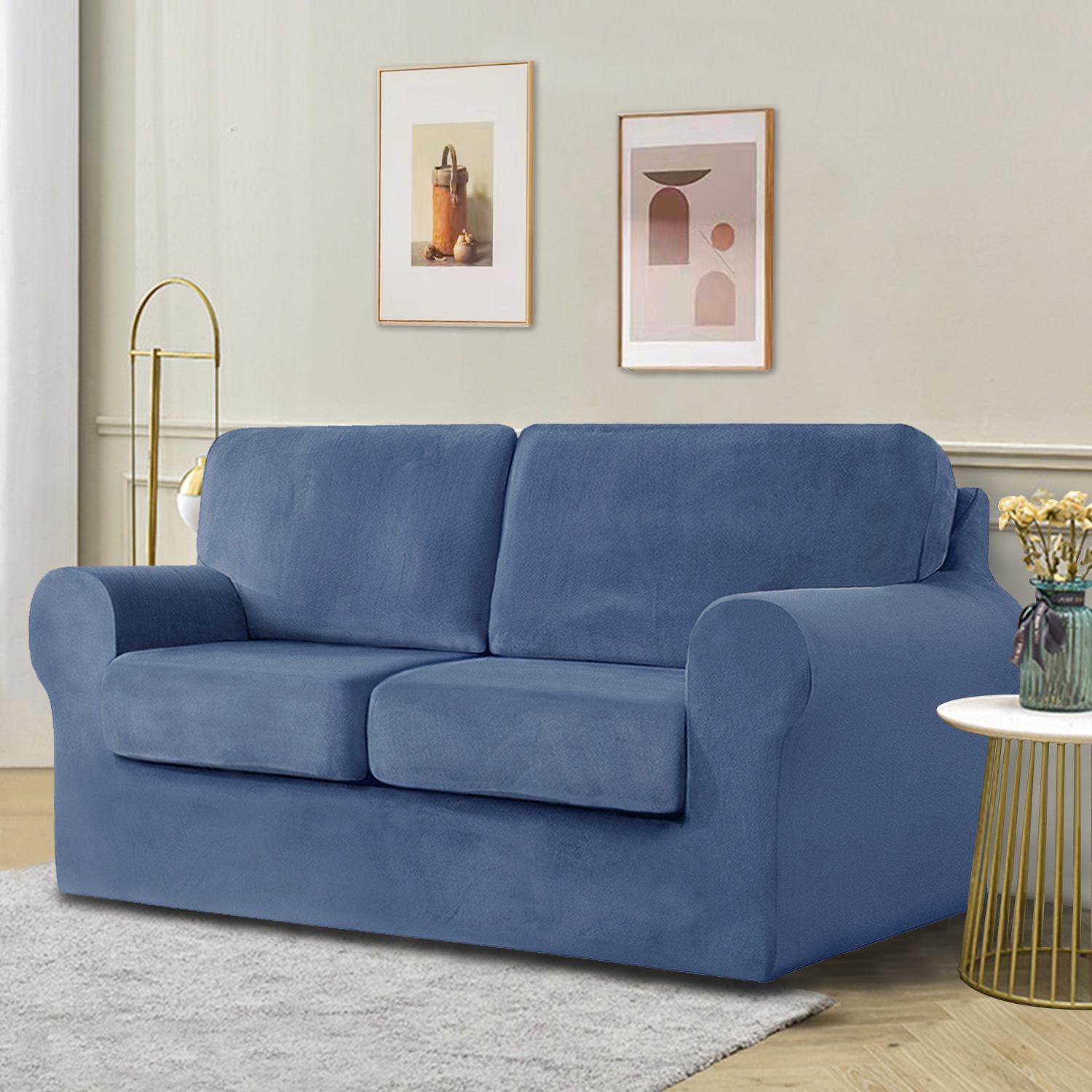 Elastic Silver Fox Velvet Sofa Cover