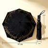 Elven Script Circle 8 Ribs 3Fold Black Glue Uv Protection Umbrella Sun Protection Rainproof Compact Folding Umbrella For Travel Daily Use C923169