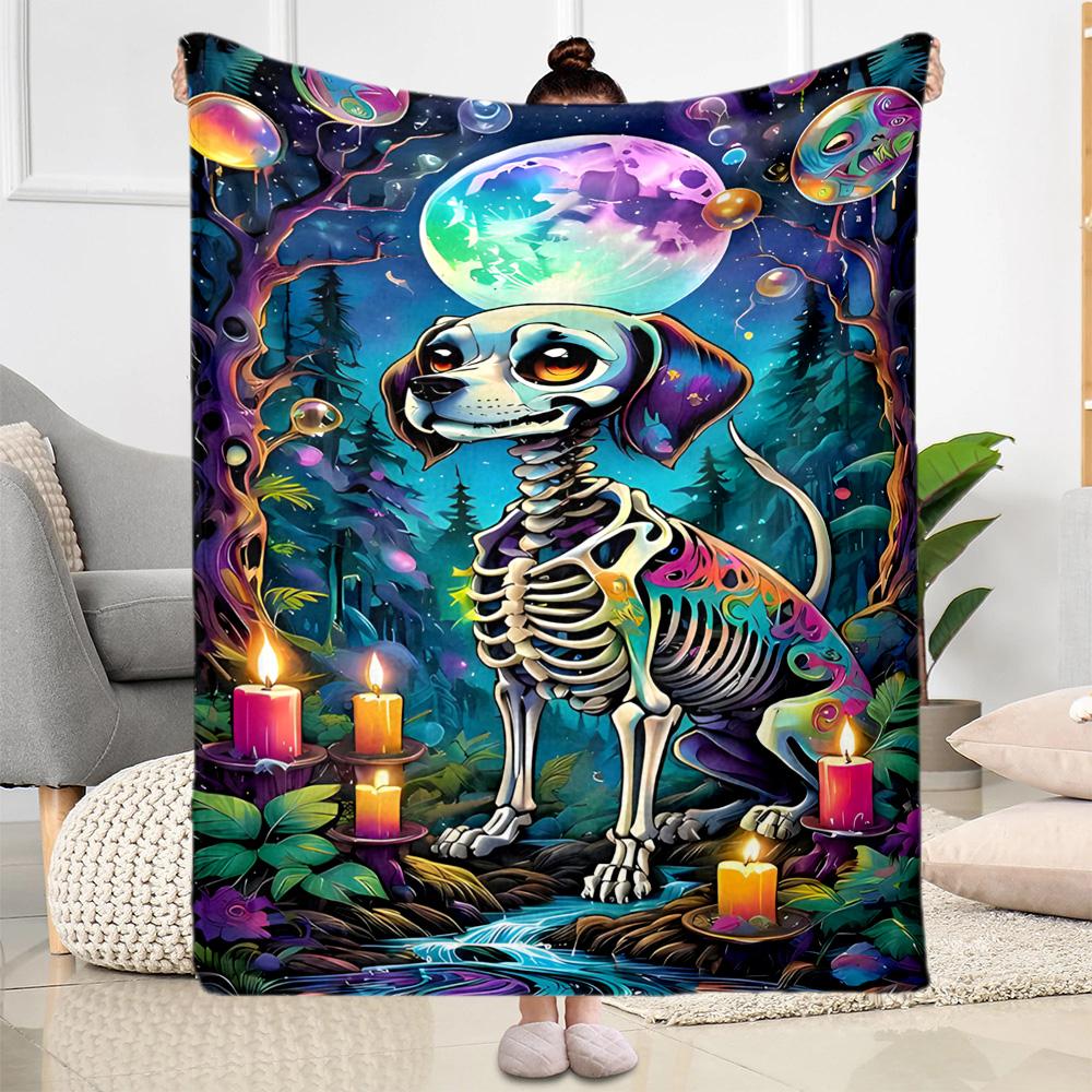 Rottweiler Moonlit Journey Flannel Blanket,Lightweight,Office Blanket,Sofa Blanket,Comfortable Blanket