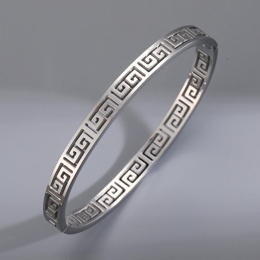 2024 Hot Trend Silver & Diamond Titanium Steel Bangle for Women