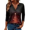Women's Casual Fashionable Sexy Comfortable V-Neck Christmas Three-Quarter Sleeve Top